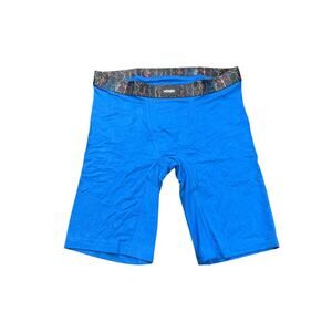Woxer Biker Boxer Briefs M Blue Modal Body Print Waistband Long Leg NWOT